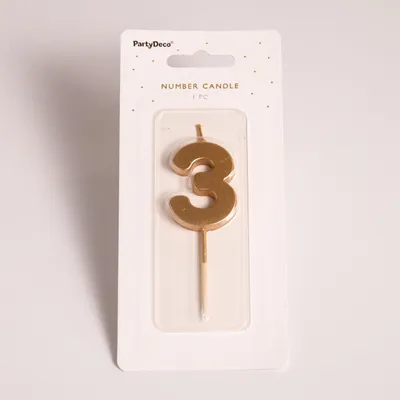 Fotografie – 3 - zlatá číslicová svíčka (4,5cm) 