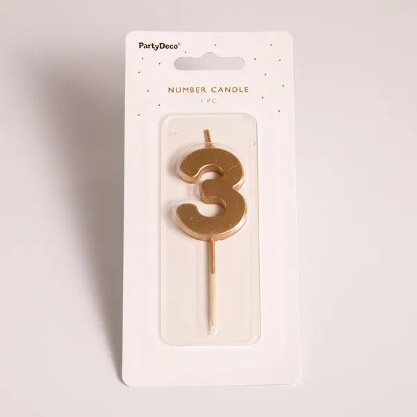 Fotografie – 3 - zlatá číslicová svíčka (4,5cm)  (1/2)