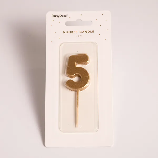 Fotografie – 5 - zlatá číslicová svíčka (4,5cm)  (1/2)