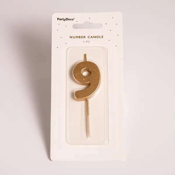 Fotografie – 9 - zlatá číslicová svíčka (4,5cm)  (1/2)